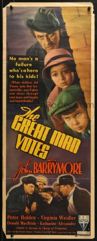 2p441 GREAT MAN VOTES insert 1939 swing vote holder & alcoholic John Barrymore is adored, rare!