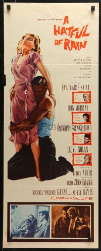2p447 HATFUL OF RAIN insert 1957 Fred Zinnemann early drug classic, Eva Marie Saint, Don Murray
