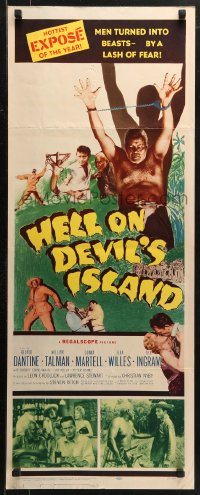 2p449 HELL ON DEVIL'S ISLAND insert 1957 Rex Ingram, men turned into beasts by a lash of fear!
