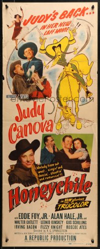 2p451 HONEYCHILE insert 1951 wonderful artwork of cowgirl Judy Canova on horse by Al Hirschfeld!