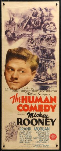 2p454 HUMAN COMEDY insert 1943 Mickey Rooney & art montage, from William Saroyan story, ultra-rare!