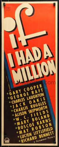 2p455 IF I HAD A MILLION insert R1935 top stars & directors in one picture, Cooper, Raft & more!