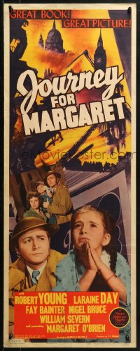 2p458 JOURNEY FOR MARGARET insert 1942 Laraine Day, Robert Young, Margaret O'Brien's first, rare!