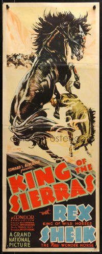 2p464 KING OF THE SIERRAS insert 1938 Rex, king of the wild horses & Sheik, new wonder horse, rare!