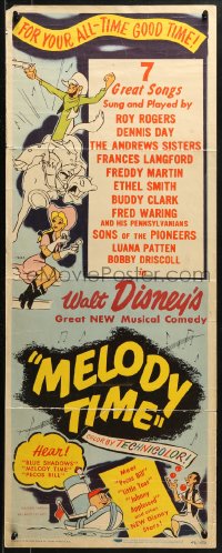 2p487 MELODY TIME insert 1948 Walt Disney, cool cartoon art of Pecos Bill, Little Toot & more!