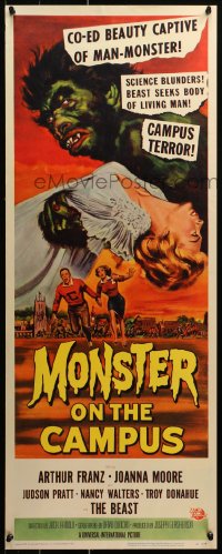 2p491 MONSTER ON THE CAMPUS insert 1958 science blunders, beast seeks body of living man!!