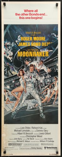 2p492 MOONRAKER insert 1979 art of Moore as James Bond & sexy Lois Chiles by Goozee!
