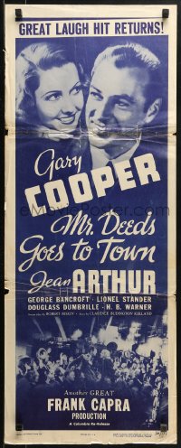 2p494 MR. DEEDS GOES TO TOWN insert R1950 Gary Cooper and pretty Jean Arthur, Frank Capra!