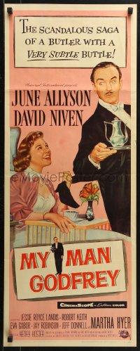 2p497 MY MAN GODFREY insert 1957 close up artwork of June Allyson & butler David Niven!