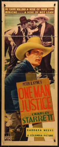 2p505 ONE MAN JUSTICE insert 1937 Charles Starrett gave killers a dose of their own medicine!