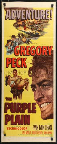 2p516 PURPLE PLAIN insert 1955 great artwork of Gregory Peck, written by Eric Ambler!