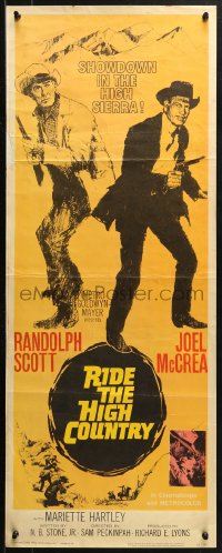2p522 RIDE THE HIGH COUNTRY insert 1962 Randolph Scott & Joel McCrea, showdown in the High Sierra!