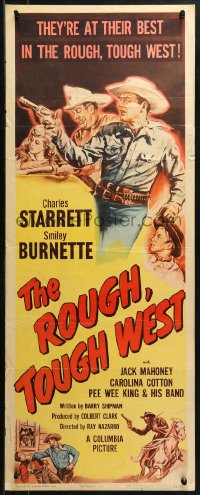 2p530 ROUGH TOUGH WEST insert 1952 western art of Starrett as the Durango Kid & firefighter Smiley!