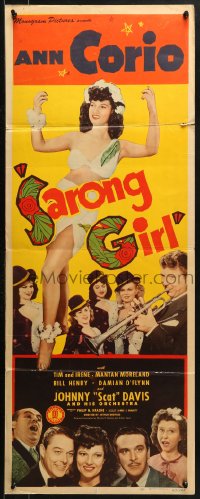 2p533 SARONG GIRL insert 1943 sexy tropical dancer Ann Corio with Johnny Scat Davis & his band!