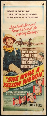 2p535 SHE WORE A YELLOW RIBBON insert 1949 John Ford classic, John Wayne & Joanne Dru, ultra-rare!