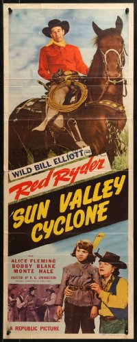 2p552 SUN VALLEY CYCLONE insert 1946 Wild Bill Elliott as Red Ryder w/young Robert Blake!