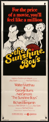 2p554 SUNSHINE BOYS insert 1975 Al Hirschfeld art of George Burns, Walter Matthau & Lee Meredith!