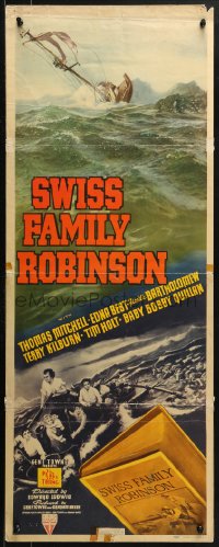 2p558 SWISS FAMILY ROBINSON insert 1940 cool art of shipwreck & family on boat!