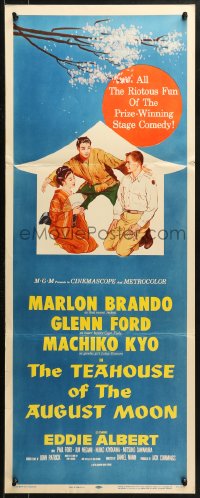2p561 TEAHOUSE OF THE AUGUST MOON insert 1956 art of Asian Marlon Brando, Glenn Ford & Machiko Kyo!
