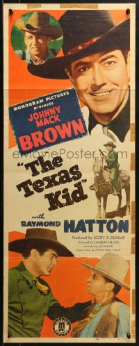 2p564 TEXAS KID insert 1943 art of cowboys Johnny Mack Brown, Raymond Hatton & girl!