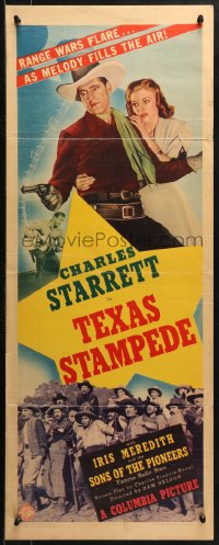 2p567 TEXAS STAMPEDE insert 1939 western cowboy Charles Starrett, pretty Iris Meredith!