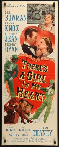 2p570 THERE'S A GIRL IN MY HEART insert 1949 pretty Elyse Knox, Gloria Jean & Peggy Ryan!