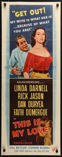 2p572 THIS IS MY LOVE insert 1954 Dan Duryea hates Faith Domergue for what she did to his wife!