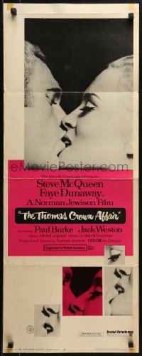 2p573 THOMAS CROWN AFFAIR insert 1968 best kiss close up of Steve McQueen & sexy Faye Dunaway!