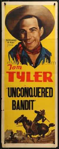 2p577 TOM TYLER insert 1930s art of the cowboy with gun & riding horse, Unconquered bandit!
