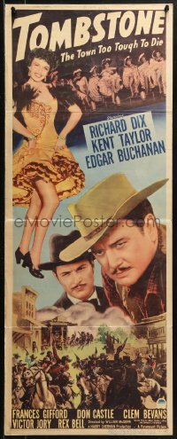 2p578 TOMBSTONE THE TOWN TOO TOUGH TO DIE insert 1942 Richard Dix, sexy full-length Frances Gifford!