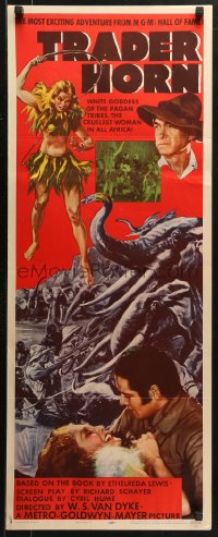 2p579 TRADER HORN insert R1953 W.S. Van Dyke, cool art of big game hunters & elephants!