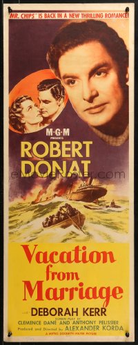 2p587 VACATION FROM MARRIAGE insert 1945 Robert Donat & pretty Deborah Kerr in WWII, ultra-rare!