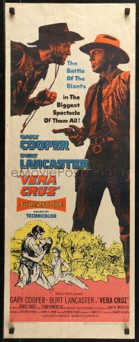 2p589 VERA CRUZ insert 1955 best close up artwork of cowboys Gary Cooper & Burt Lancaster!