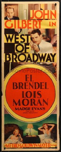 2p592 WEST OF BROADWAY insert 1931 John Gilbert, El Brendel, Lois Moran, Madge Evans, ultra-rare!