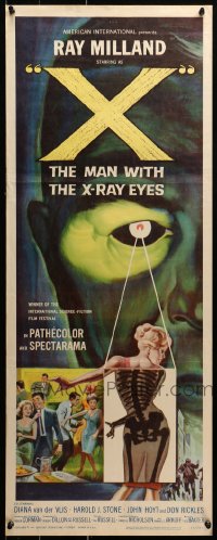 2p602 X: THE MAN WITH THE X-RAY EYES insert 1963 Ray Milland, sci-fi art of man peeking on woman!