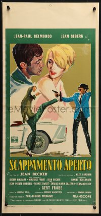 2p239 BACKFIRE Italian locandina 1964 great Ercole Brini art of Jean Seberg & Jean-Paul Belmondo!