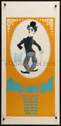 2p251 CHARLES CHAPLIN SHOW Italian locandina 1972 completely different art of him by Piovano!