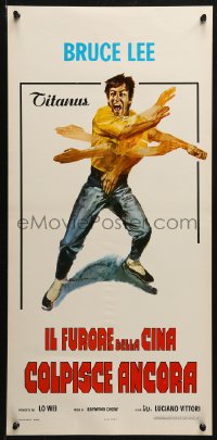 2p272 FISTS OF FURY Italian locandina 1973 great Bruce Lee action kung fu art by Ciriello!