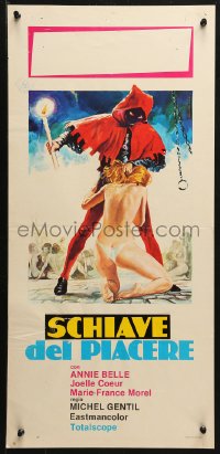 2p273 FLY ME THE FRENCH WAY Italian locandina 1979 Ferrari art of masked cultist torturing naked girl!