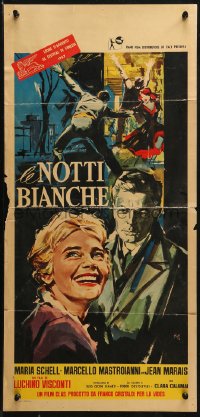 2p354 WHITE NIGHTS Italian locandina 1957 Visconti, Nano art of Schell & Marais, Dostoyevsky!