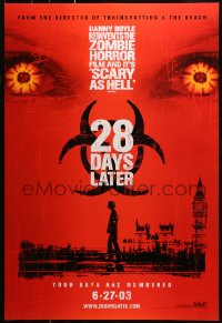 2r015 28 DAYS LATER teaser DS 1sh 2003 Danny Boyle, Cillian Murphy vs. zombies in London!