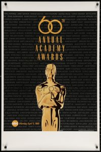 2r001 60TH ANNUAL ACADEMY AWARDS 1sh 1988 cool image of Oscar statue!