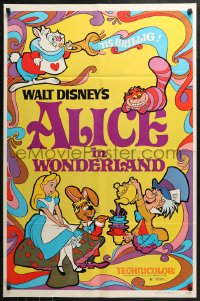 2r035 ALICE IN WONDERLAND 1sh R1981 Walt Disney Lewis Carroll classic, cool psychedelic art