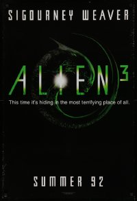 2r037 ALIEN 3 teaser 1sh 1992 Sigourney Weaver, 3 times the danger, 3 times the terror!