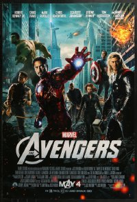 2r077 AVENGERS advance DS 1sh 2012 Robert Downey Jr & The Hulk, assemble 2012!