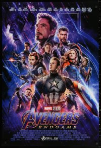 2r078 AVENGERS: ENDGAME advance DS 1sh 2019 Marvel Comics, cool montage with Hemsworth & top cast!