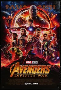 2r083 AVENGERS: INFINITY WAR advance DS 1sh 2018 Robert Downey Jr., montage of top cast in circle!