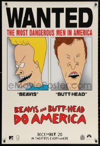 2r109 BEAVIS & BUTT-HEAD DO AMERICA teaser 1sh 1996 Mike Judge, most dangerous men in America!