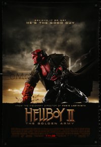 2r411 HELLBOY II: THE GOLDEN ARMY advance DS 1sh 2008 Ron Perlman is the good guy!