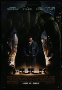 2r440 INCREDIBLE HULK advance DS 1sh 2008 Liv Tyler, Edward Norton, cool image of the creature!